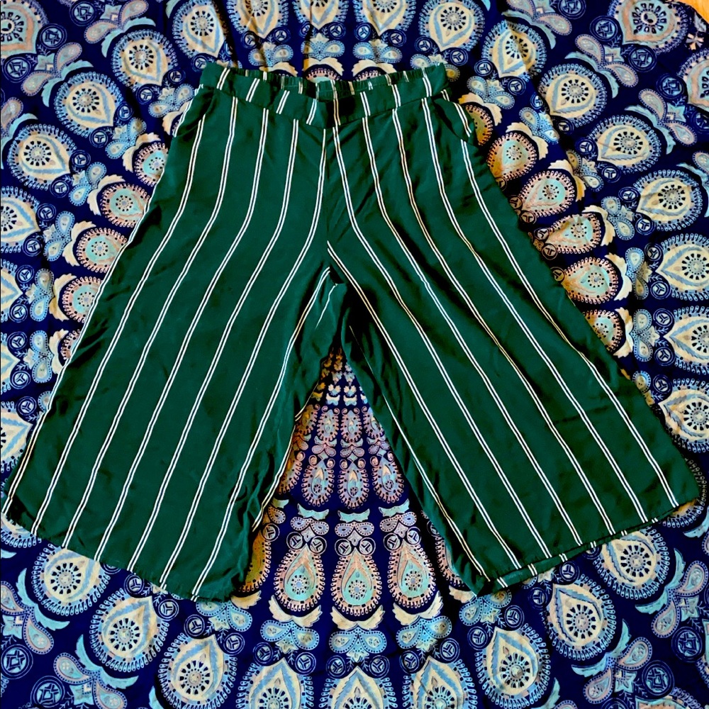 Cotton on brand green and white striped pants